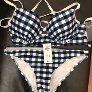 Abercrombie & Fitch gingham navy bikini set